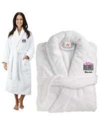 Deluxe Terry cotton with brother of the bride barcode CUSTOM TEXT Embroidery bathrobe